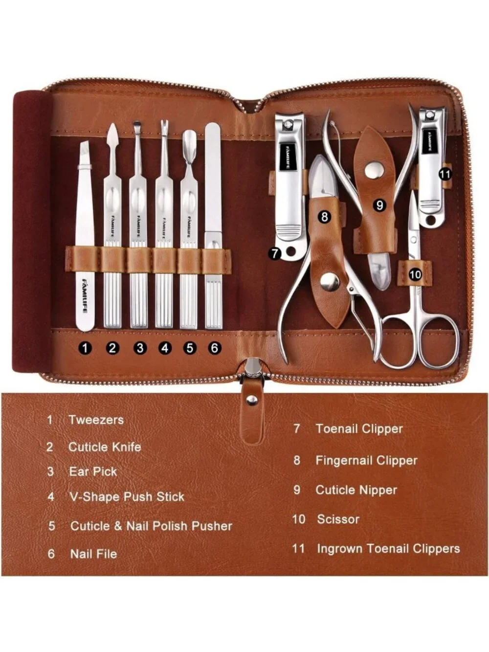 11-in-1 Professional Manicure & Pedicure Set, Stainless Steel Nail Clippers Kit